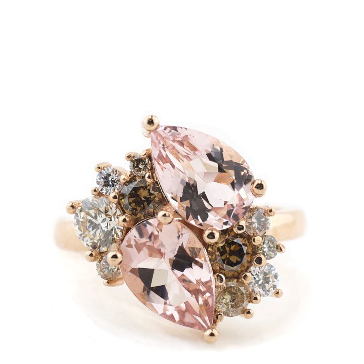 Pink Morganite Cluster Ring