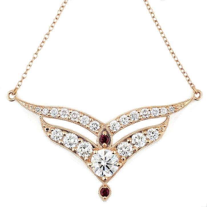 Diamond and Ruby Fire Pendant Necklace