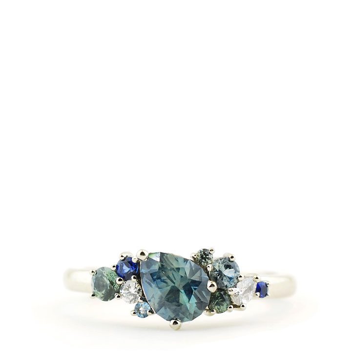 The Sass, a custom made Montana sapphire engagement ring, designed by Abby Sparks Jewelry.