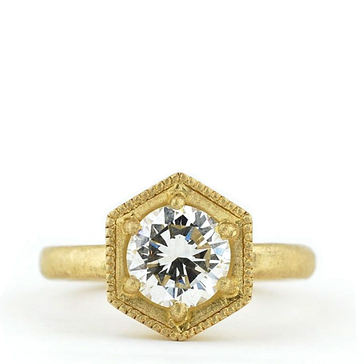 Diamond Hexagon Engagement Ring