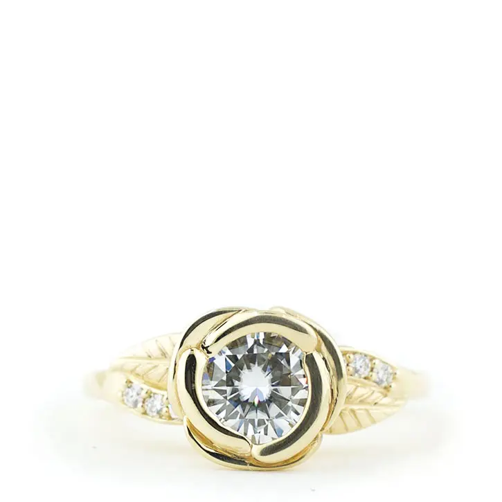 Rose Engagement Ring with Moissanite