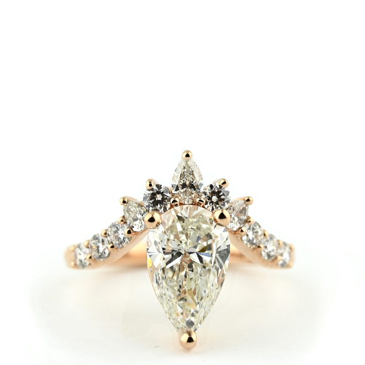 Pear Engagement Ring with Tiara Halo