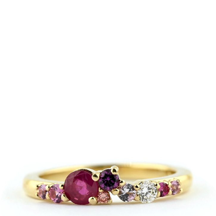 Yellow Gold Ruby and Diamond Band