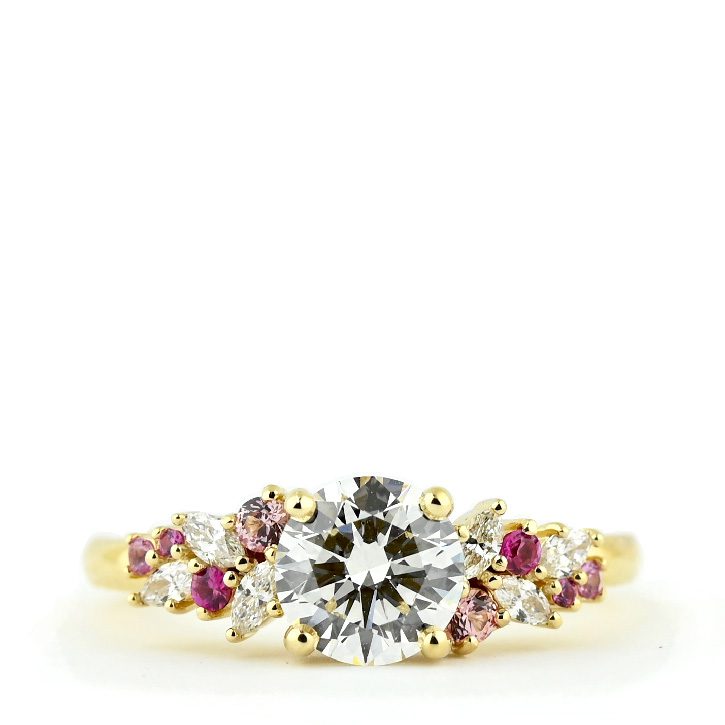 Cluster Set Diamond and Pink Sapphire Ring