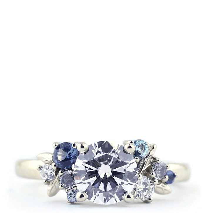 Delicate Leaf Cluster Engagement Ring