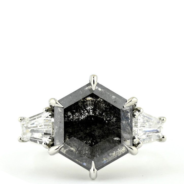 Black Diamond Hexagon Ring