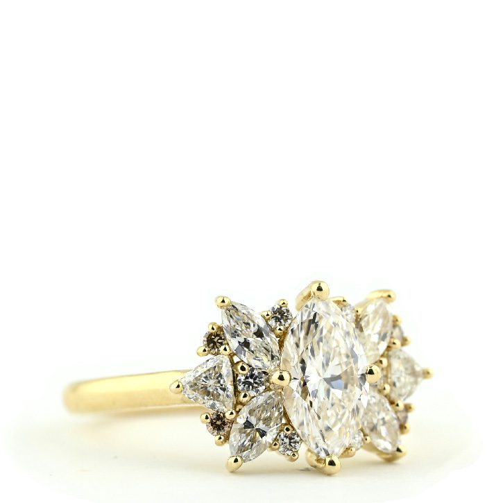 Diamond Marquise Cluster Engagement Ring | Custom Engagement Rings