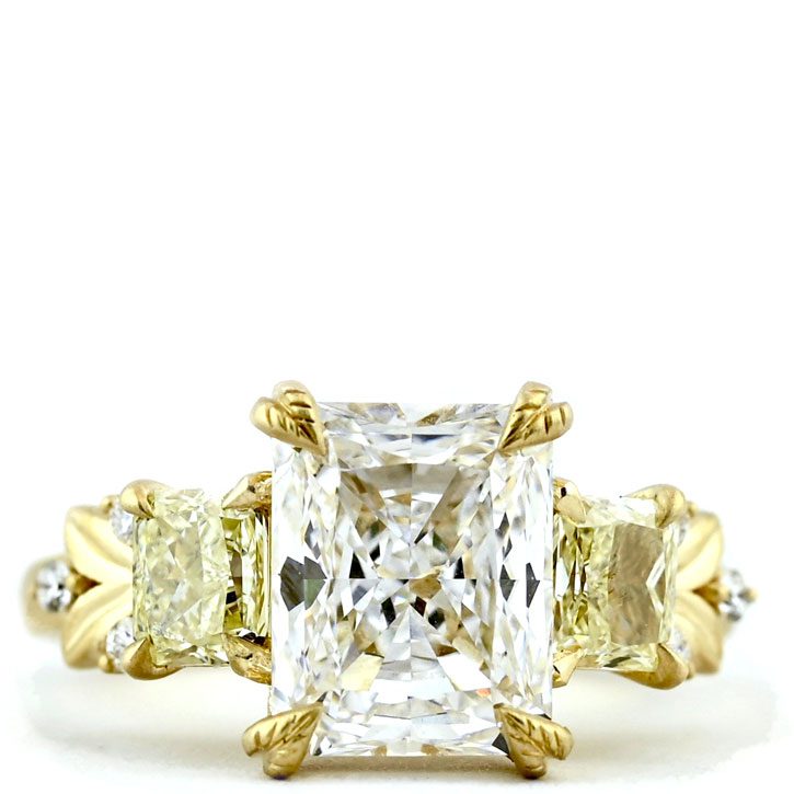 Three stone Nature Inspired Diamond Ring