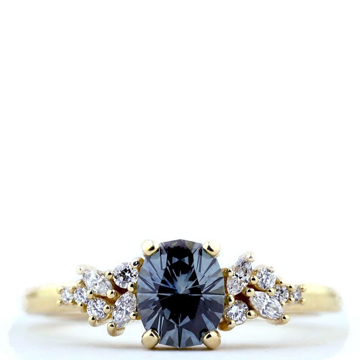 Dainty Cluster Ring with Oval Montana Sapphire