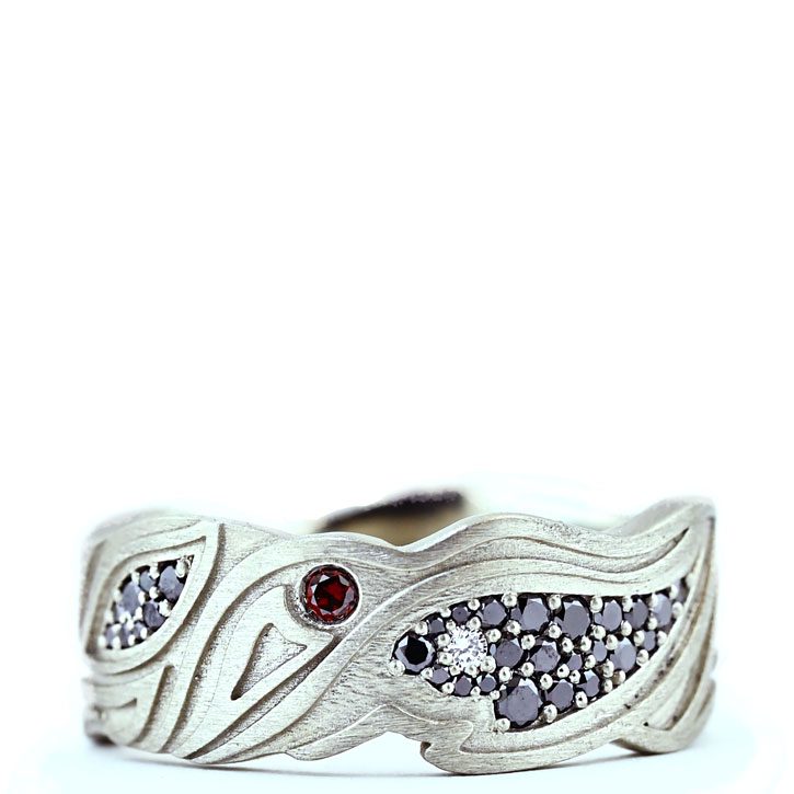 Men’s Carved Black Diamond Band