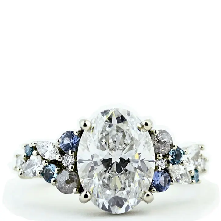 Lab Grown Diamond Blue Cluster Ring