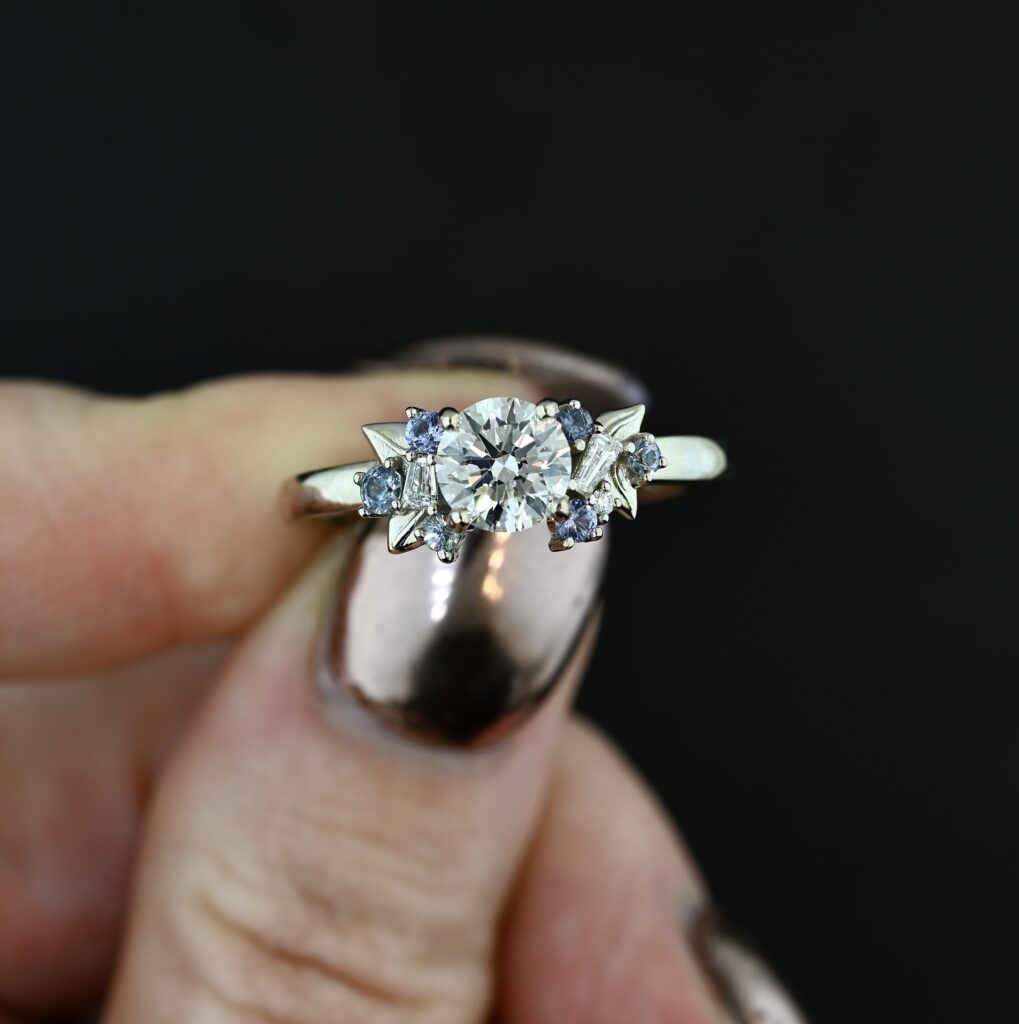 The Abby lab grown diamond and nature inspired engagement ring