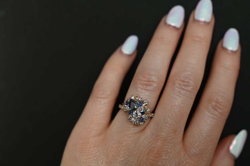 The Dana nature and flower inspired cluster engagement ring by Abby Sparks Jewelry