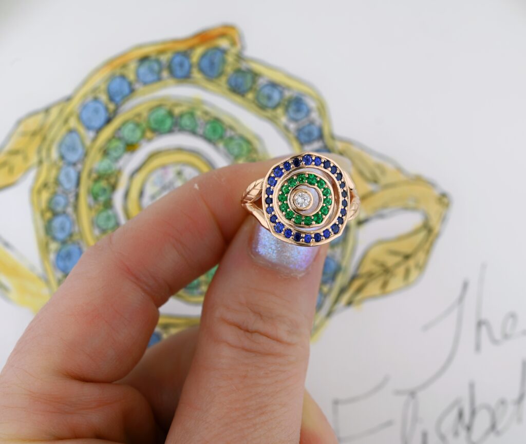 The Elizabeth Double Halo Nature Inspired Wedding Ring 