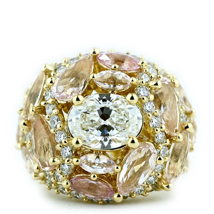 Ornate Oval Diamond Statement Ring