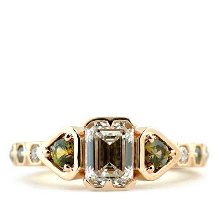 Rustic Three Stone Engagement Ring