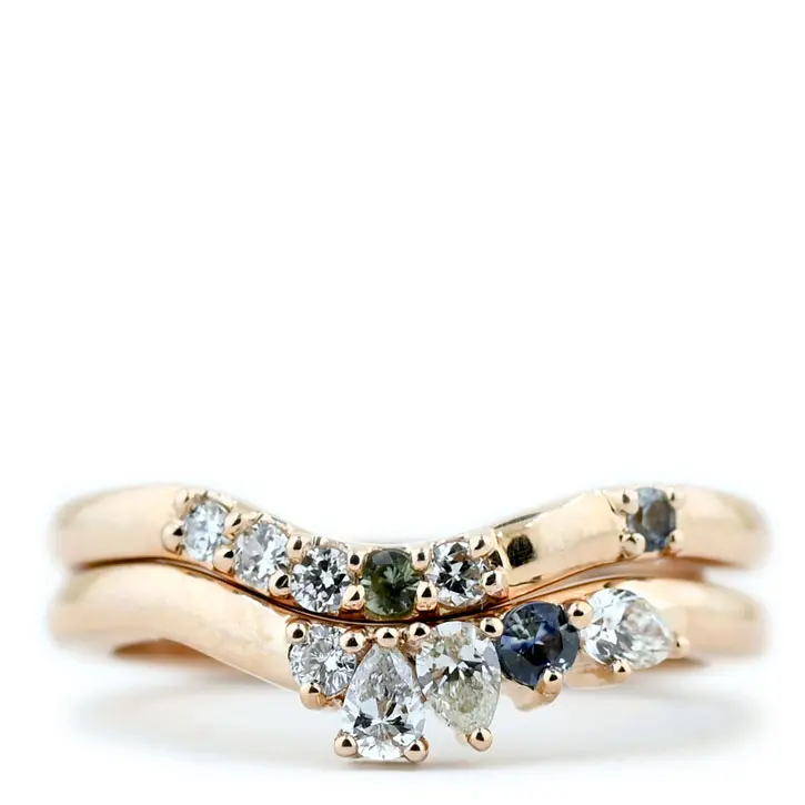 Asymmetrical Tiara Wedding Bands