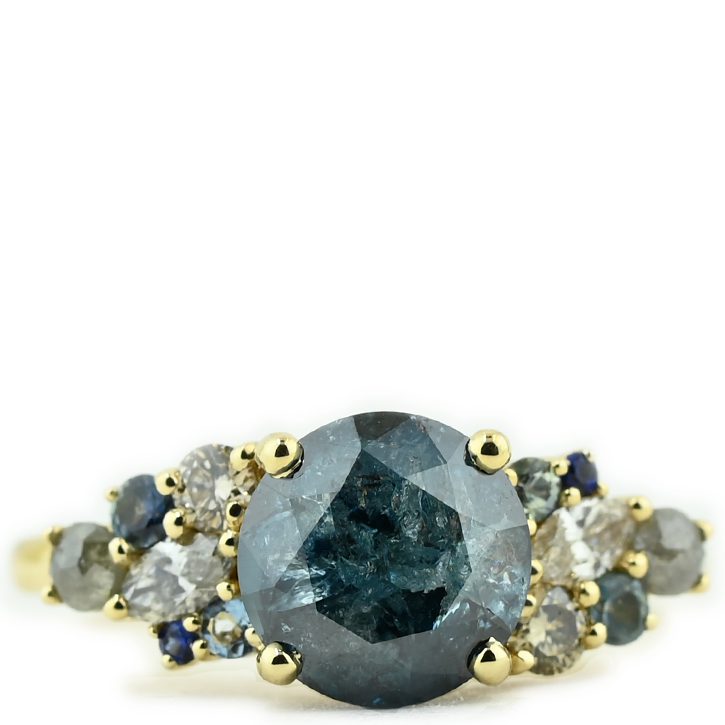 Celestial Teal Blue Diamond Engagement Ring:  Nebula