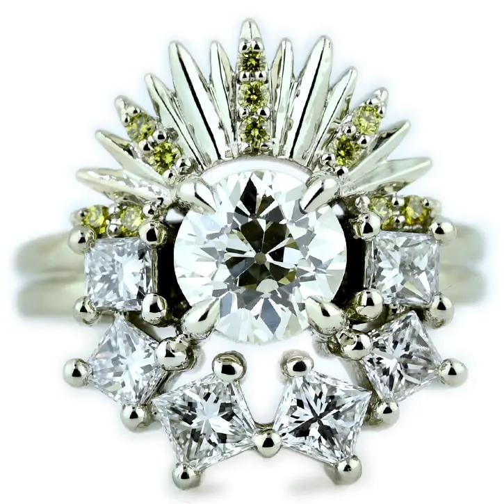 Repurpose Diamond Rings Repurposed Family Diamond Sunbeam Ring | Custom Engagement Ring
